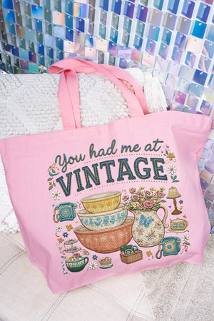 Vintage Threaded Treasures Canvas Jumbo Tote