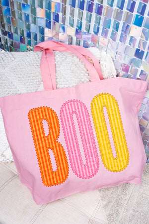 Candy Stripe Boo Canvas Jumbo Tote