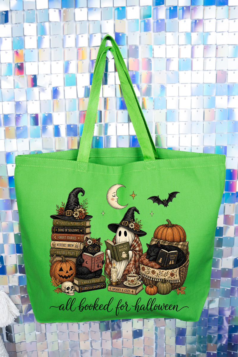 All Booked For Halloween Canvas Jumbo Tote