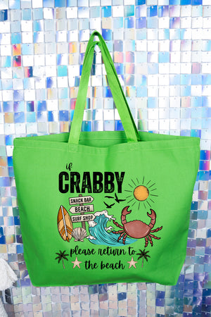 Crabby Beach Canvas Jumbo Tote