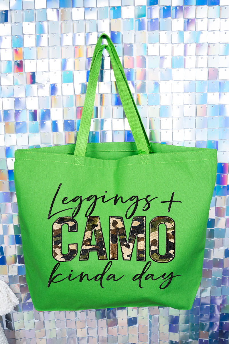 Leggings + Camo Kinda Day Canvas Jumbo Tote
