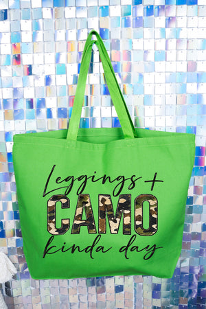 Leggings + Camo Kinda Day Canvas Jumbo Tote