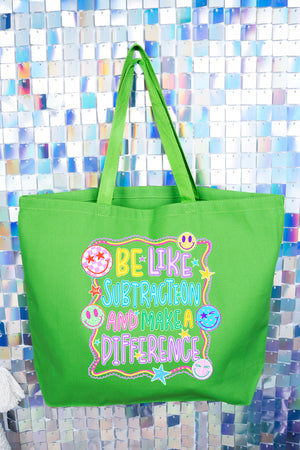 Playful Be Like Subtraction Canvas Jumbo Tote