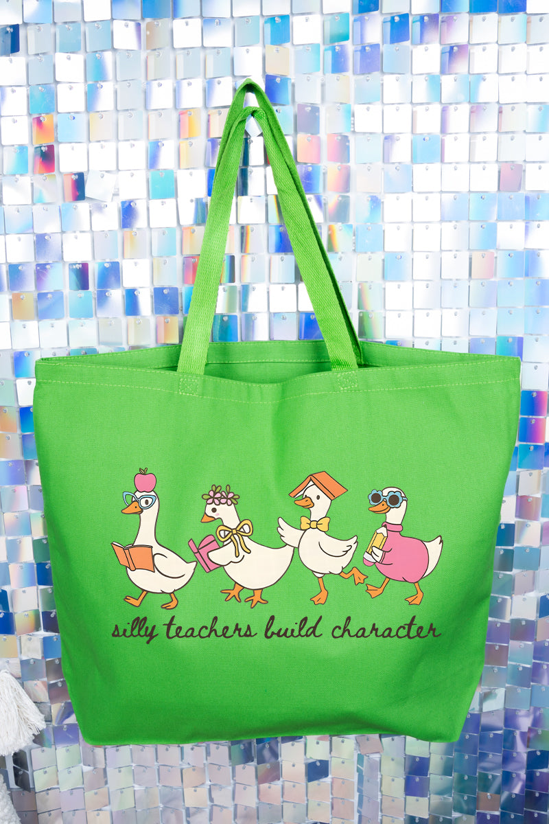Silly Teachers Goose Parade Canvas Jumbo Tote