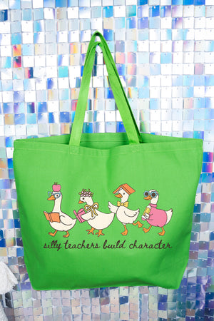 Silly Teachers Goose Parade Canvas Jumbo Tote