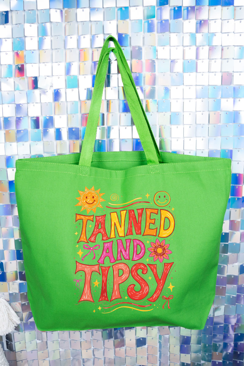 Tanned And Tipsy State Of Mind Canvas Jumbo Tote