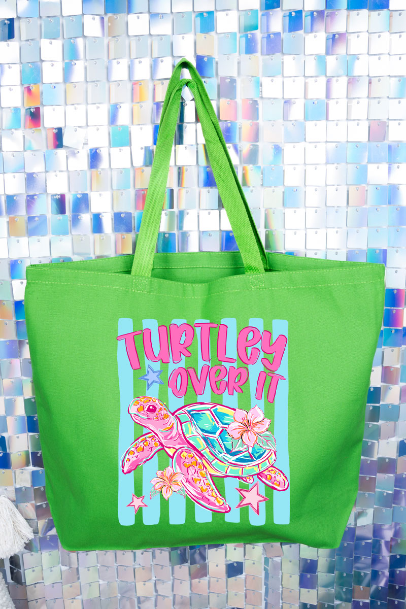 Turtley Over It Canvas Jumbo Tote