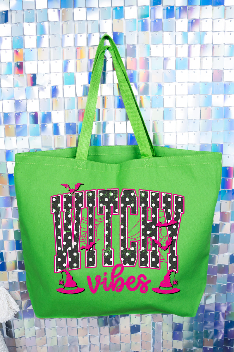 Dotted Witchy Vibes Canvas Jumbo Tote
