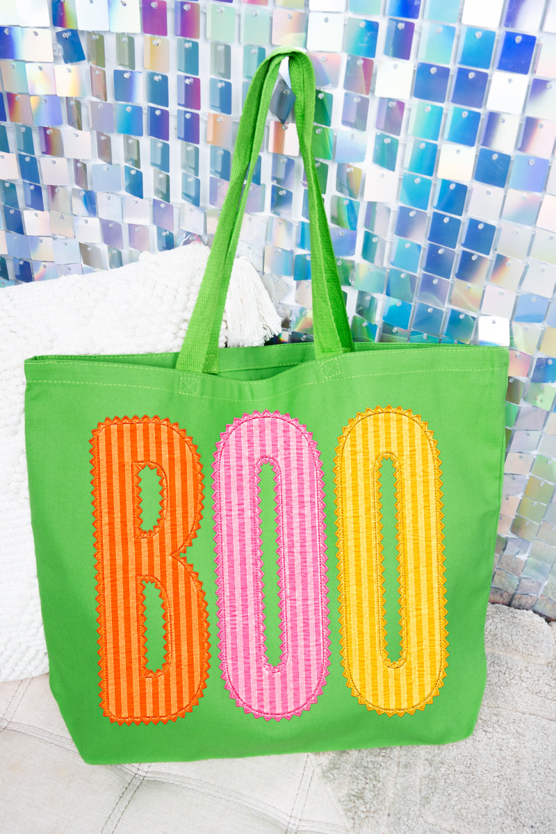 Candy Stripe Boo Canvas Jumbo Tote