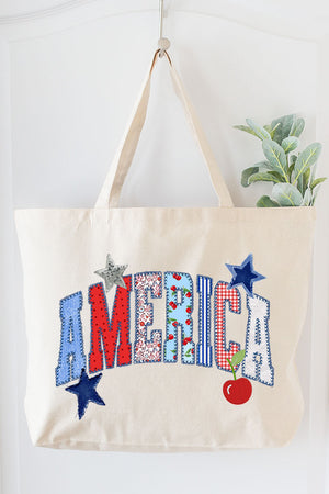 America Stitched In Tradition Canvas Jumbo Tote