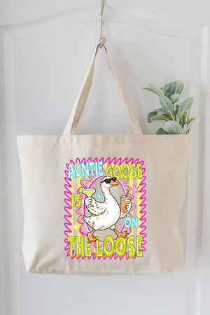 Auntie Goose On The Loose Canvas Jumbo Tote