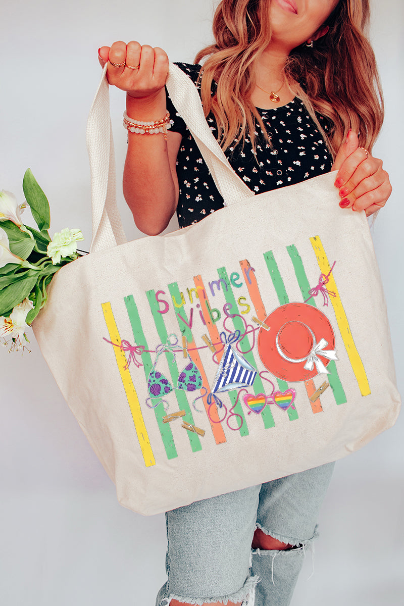 Bikini Summer Vibes Canvas Jumbo Tote