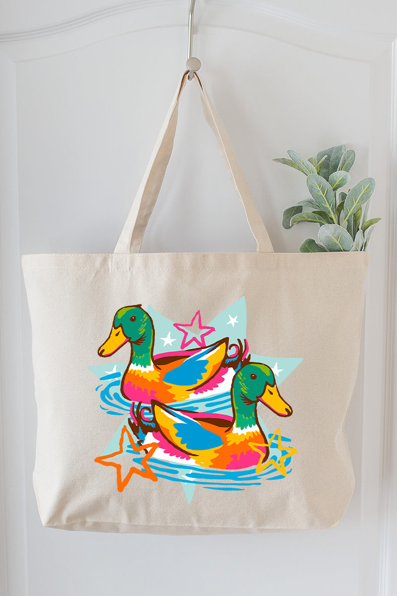Duck, Duck, Dazzle Canvas Jumbo Tote