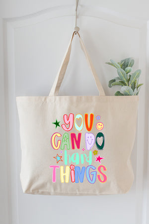 You Can Do Hard Things Canvas Jumbo Tote