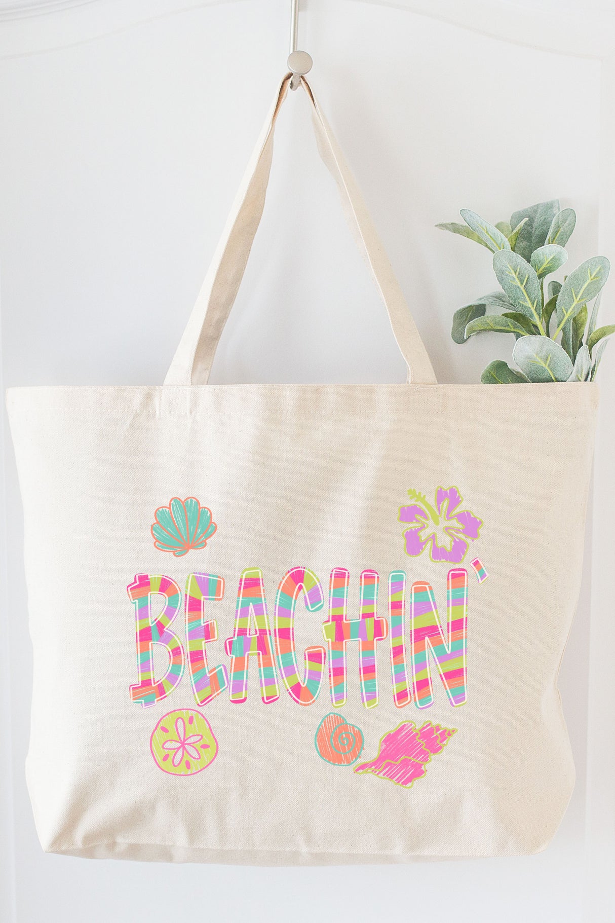 Paradise Painted Beachin' Canvas Jumbo Tote