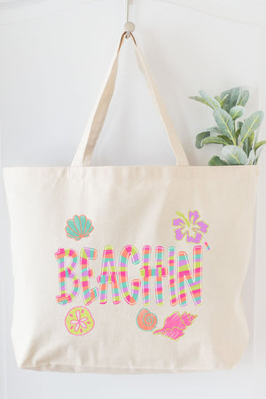 Paradise Painted Beachin' Canvas Jumbo Tote