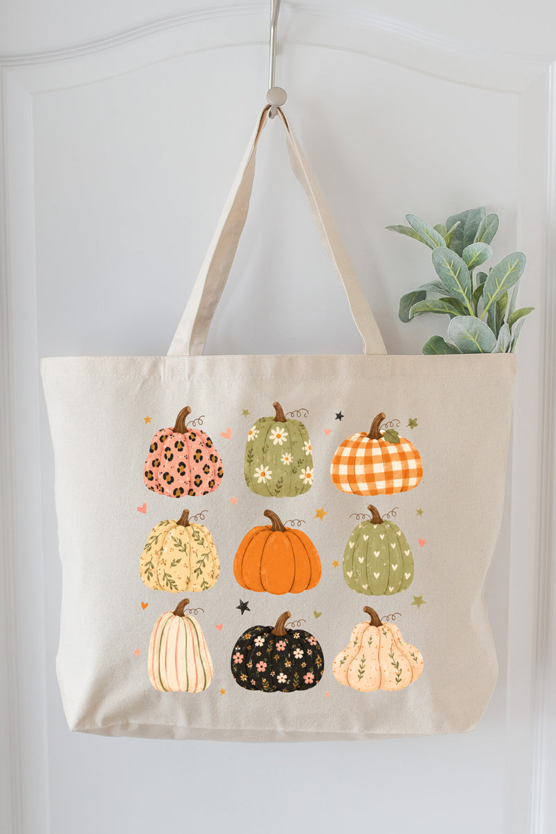 Patchwork Pumpkin Parade Canvas Jumbo Tote