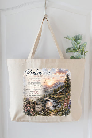 Scenic Psalm 91 Canvas Jumbo Tote