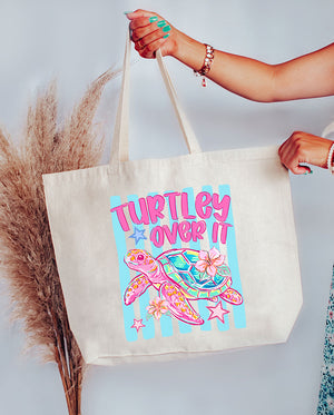 Turtley Over It Canvas Jumbo Tote