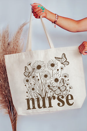 Wildflower Nurse Canvas Jumbo Tote
