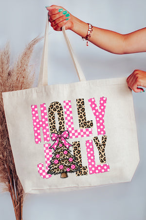Wild & Pink Holly Jolly Canvas Jumbo Tote