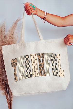 Toasted Thankful Canvas Jumbo Tote