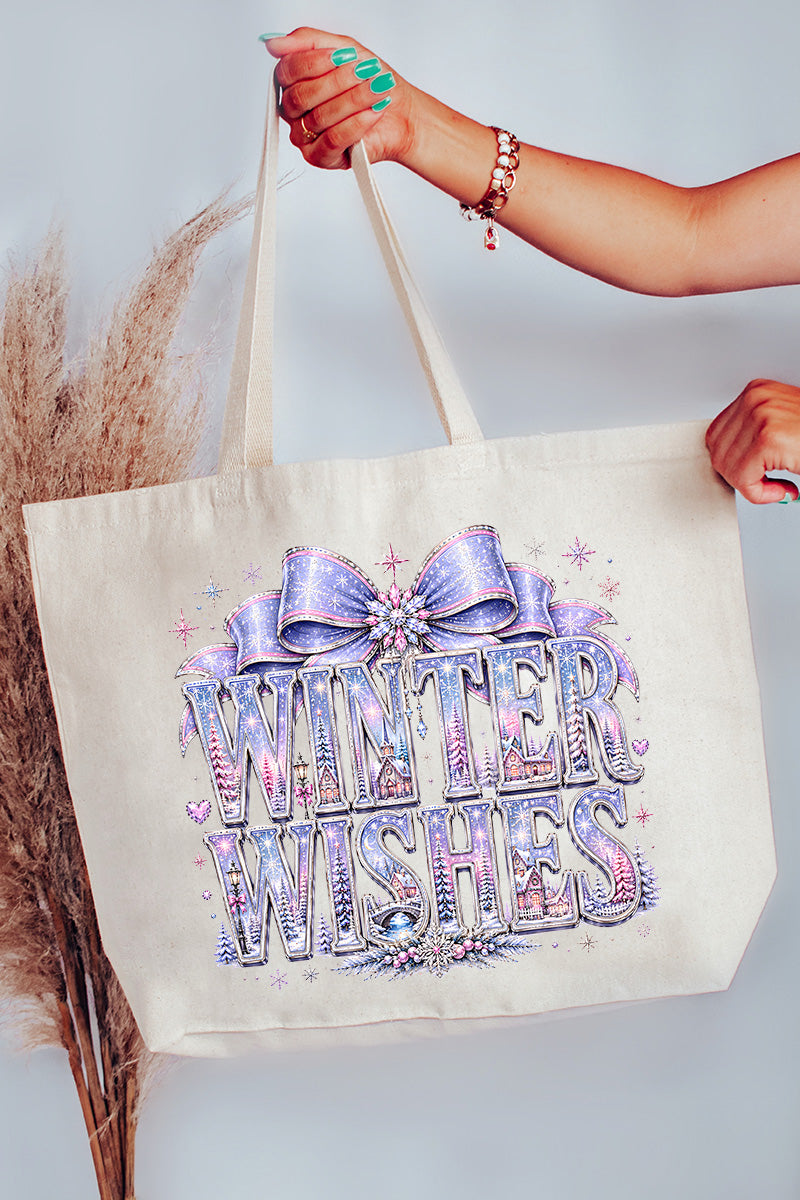 Winter Wishes Wonderland Canvas Jumbo Tote