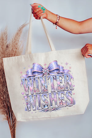 Winter Wishes Wonderland Canvas Jumbo Tote
