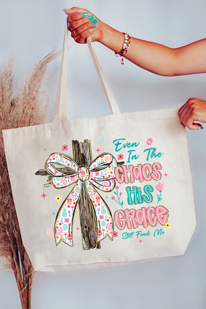 In The Chaos Coquette Cross Canvas Jumbo Tote