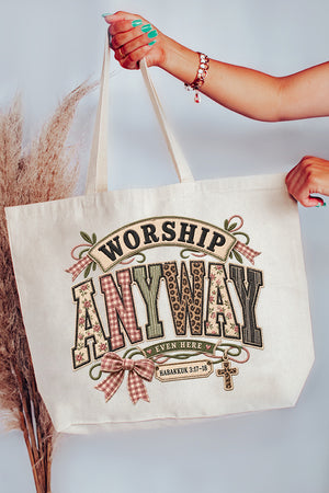 Worship Anyway Canvas Jumbo Tote