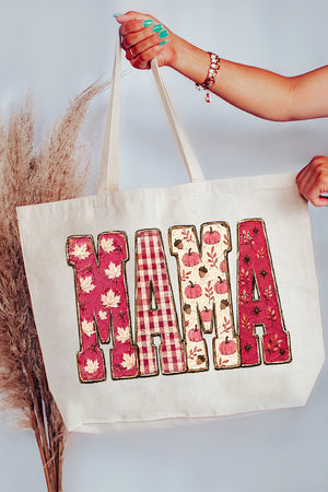 Pink Maplewood Mama Canvas Jumbo Tote