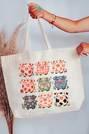 Piggy Crew Canvas Jumbo Tote