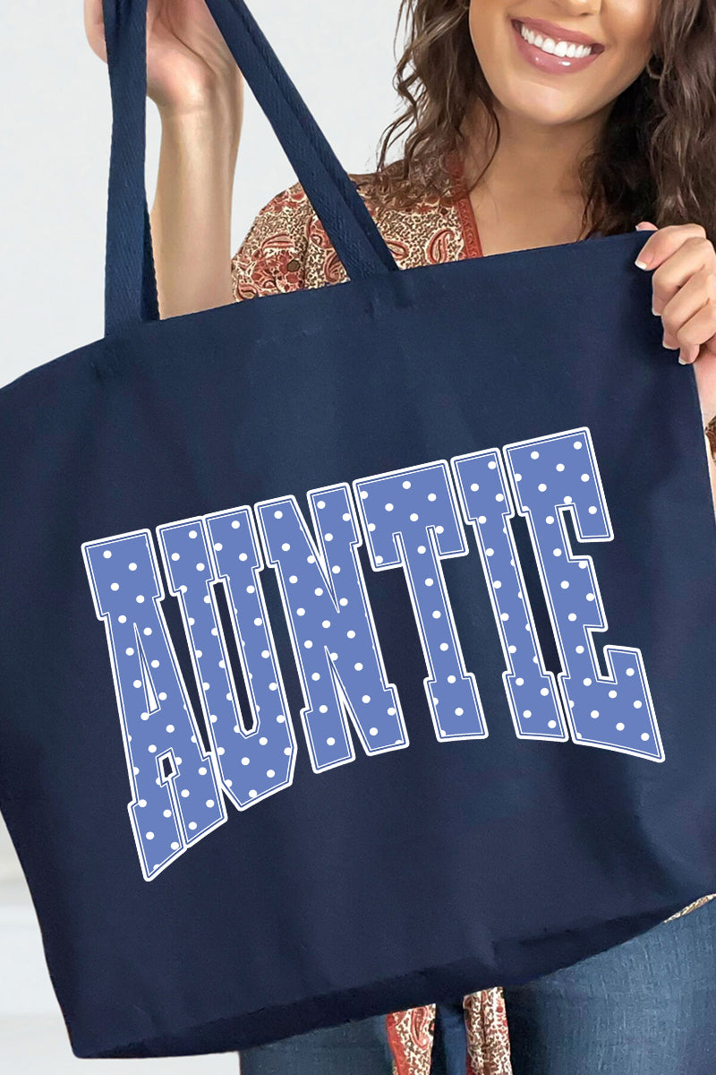 Blue Dot Auntie Canvas Jumbo Tote