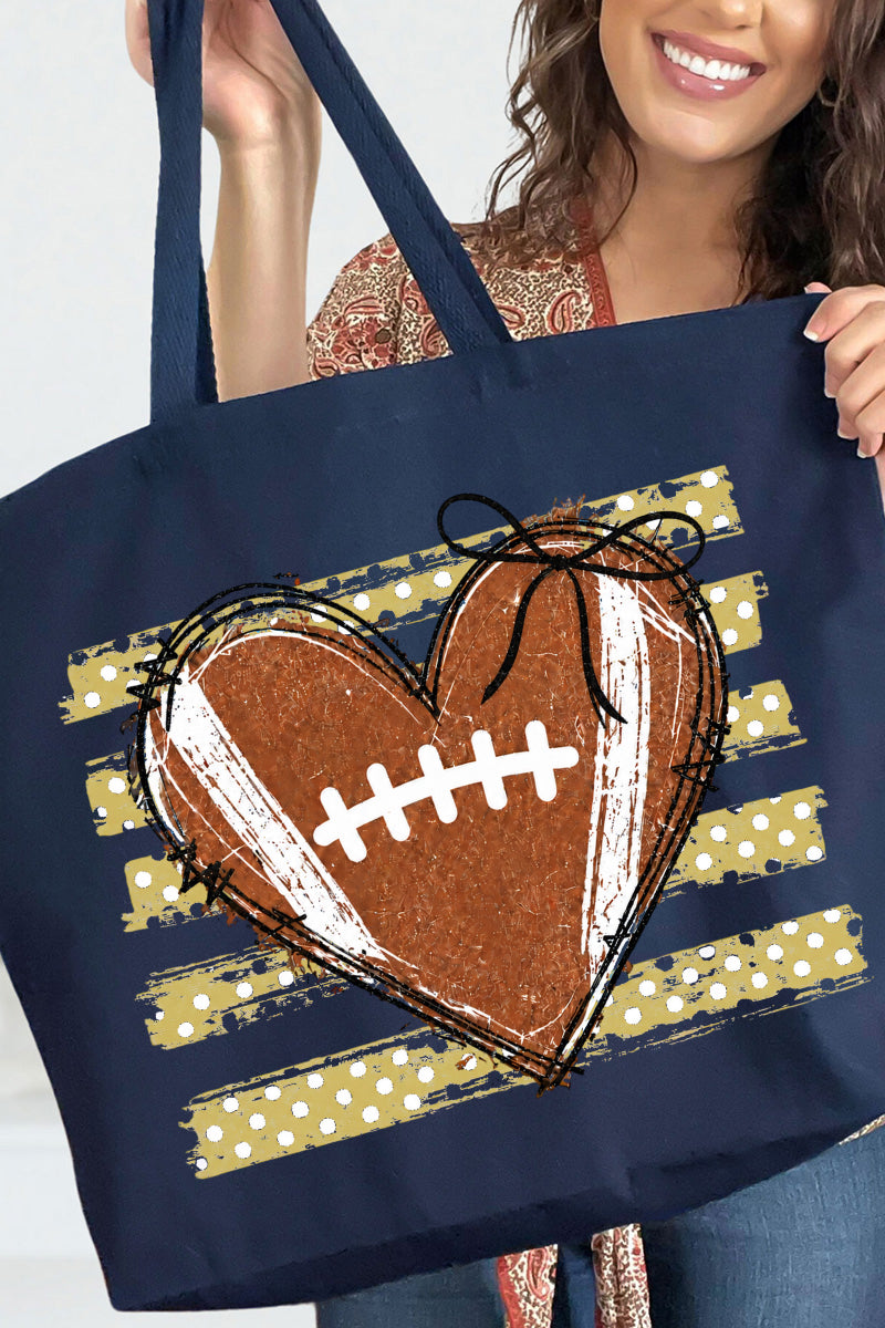 Gold Football Sweetheart Canvas Jumbo Tote