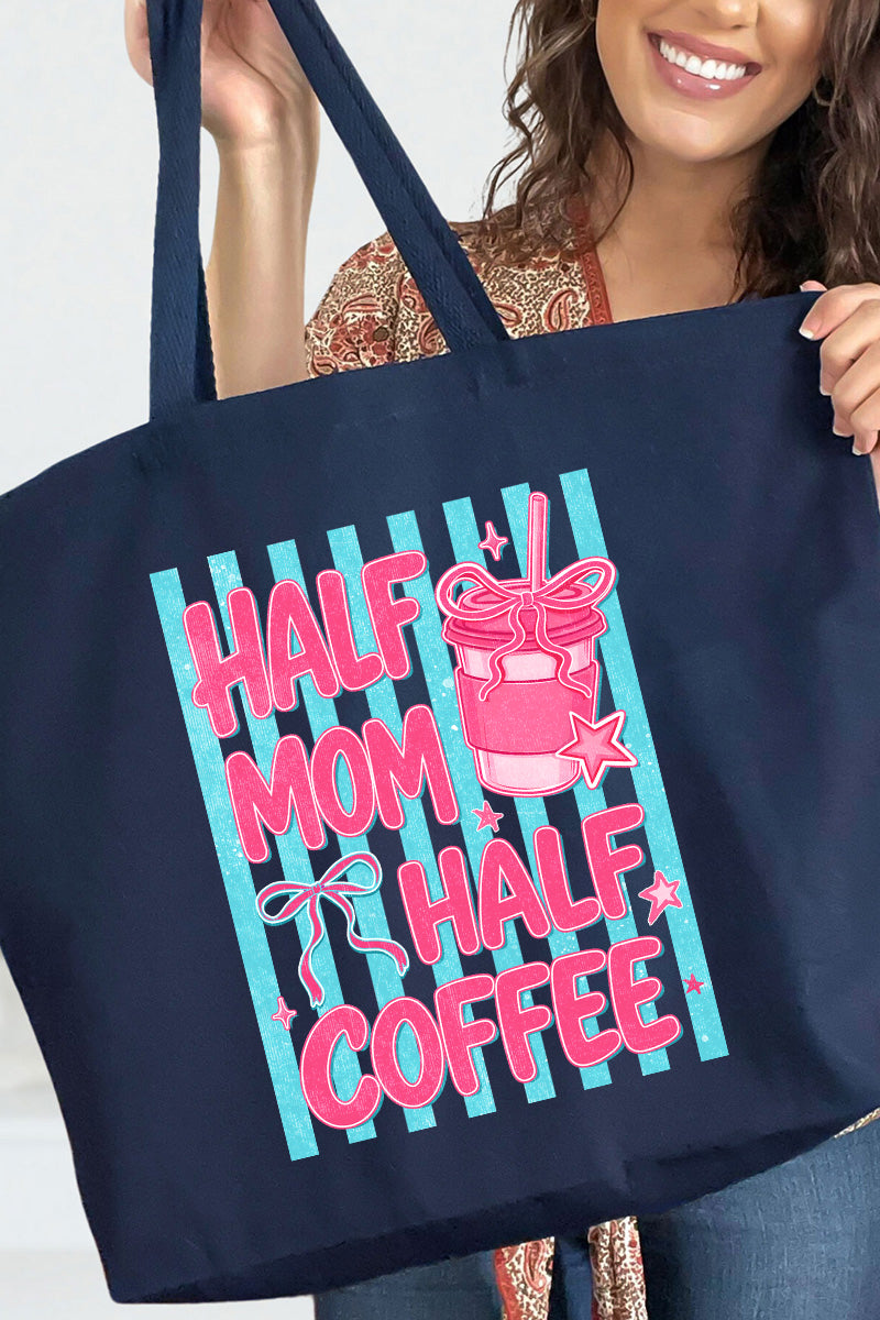 Pink Pop Half Mom Half Coffee Canvas Jumbo Tote