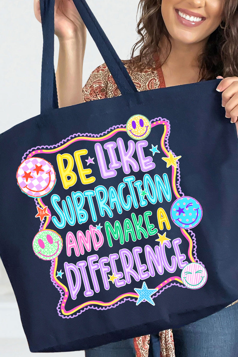 Playful Be Like Subtraction Canvas Jumbo Tote