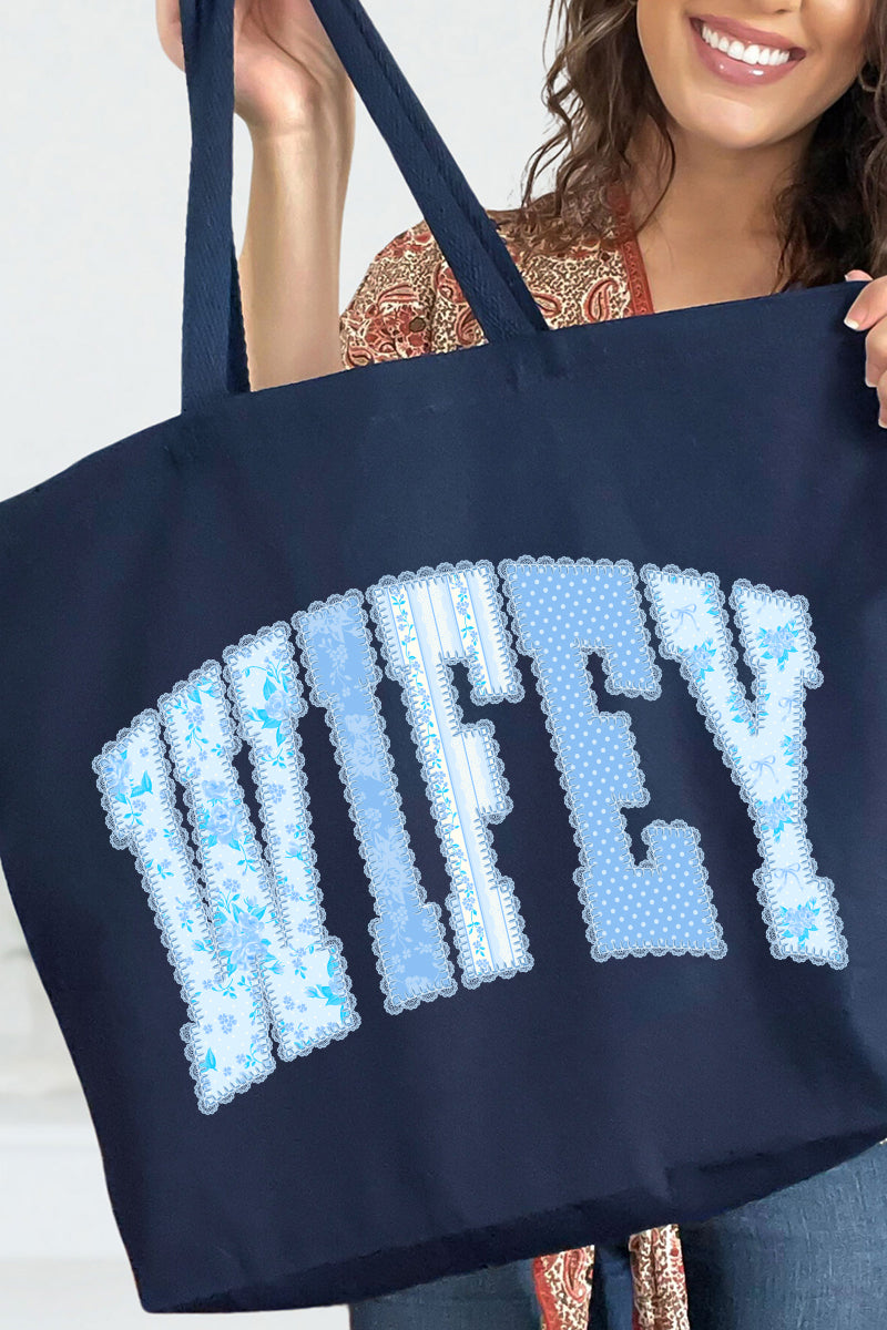 Something Blue Wifey Canvas Jumbo Tote