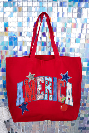 America Stitched In Tradition Canvas Jumbo Tote