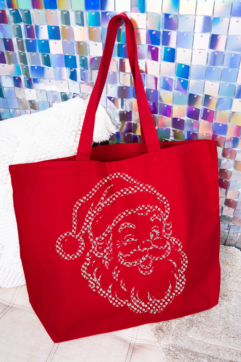 Classic Christmas Santa Canvas Jumbo Tote