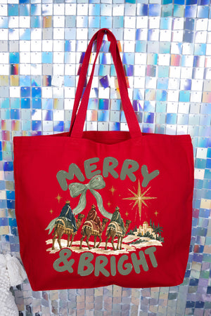 Three Kings Merry & Bright Canvas Jumbo Tote
