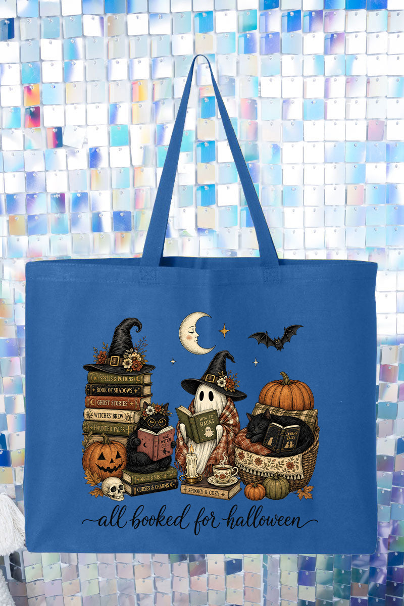 All Booked For Halloween Canvas Jumbo Tote
