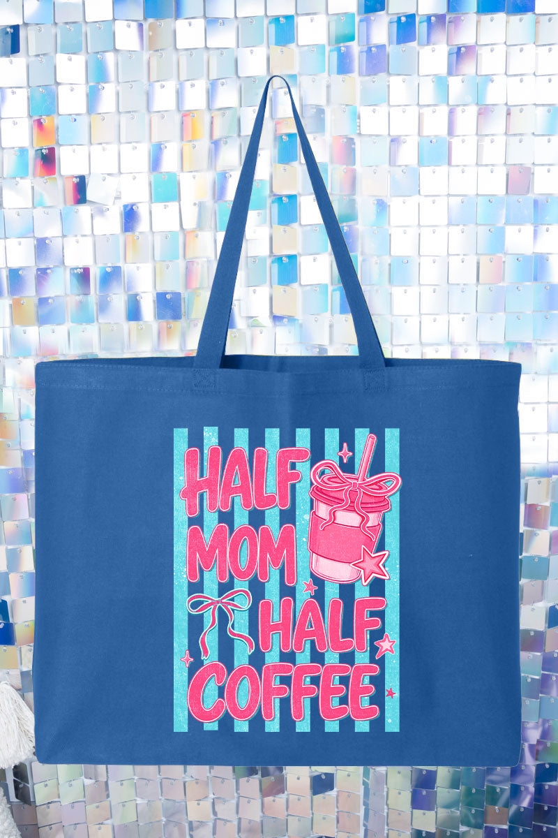 Pink Pop Half Mom Half Coffee Canvas Jumbo Tote