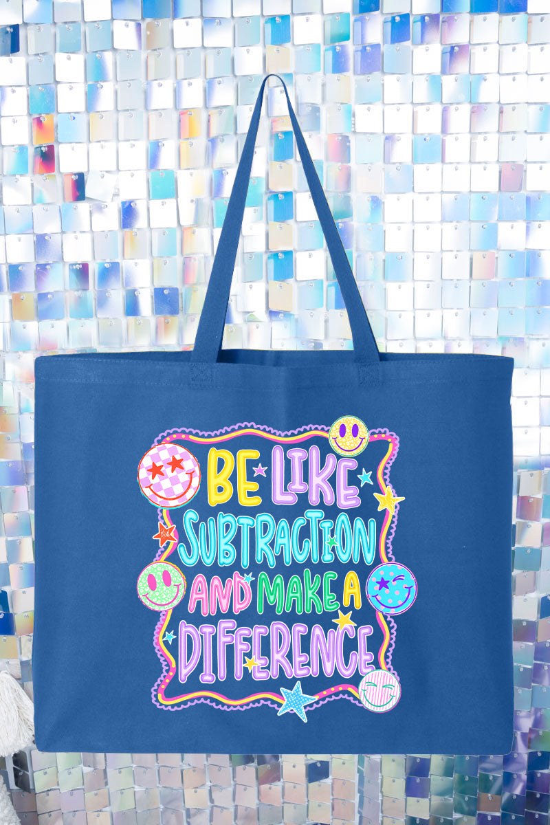 Playful Be Like Subtraction Canvas Jumbo Tote