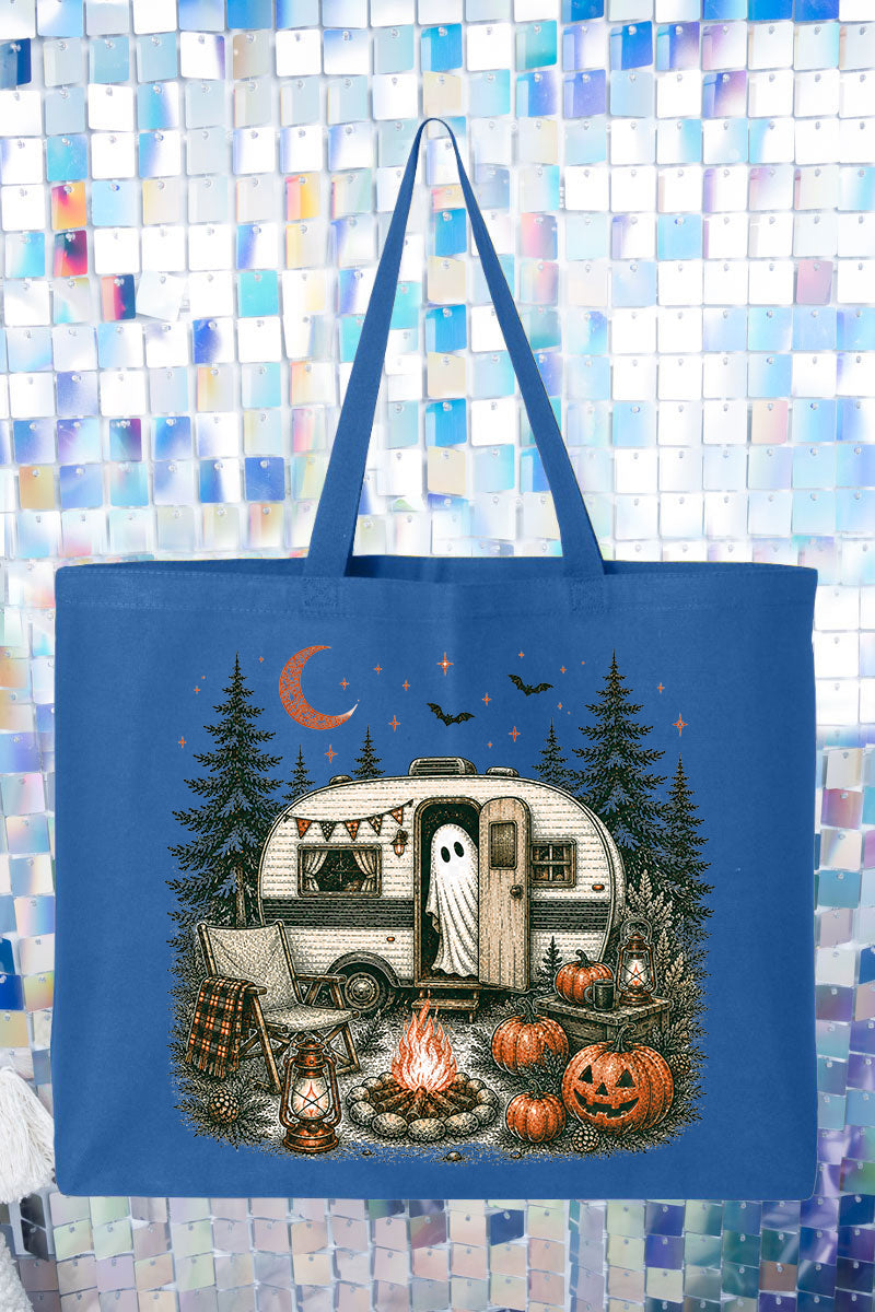 Spooky Campfire Night Canvas Jumbo Tote