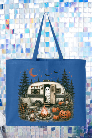 Spooky Campfire Night Canvas Jumbo Tote