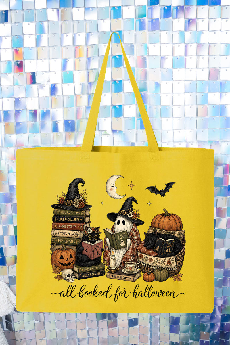 All Booked For Halloween Canvas Jumbo Tote