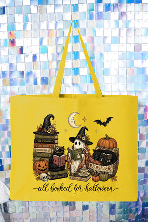 All Booked For Halloween Canvas Jumbo Tote