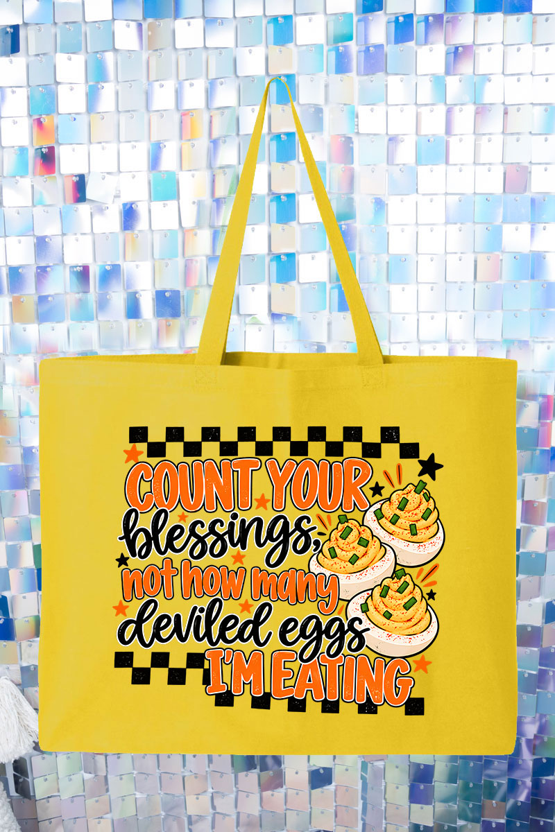Count Blessings Not Deviled Eggs Canvas Jumbo Tote