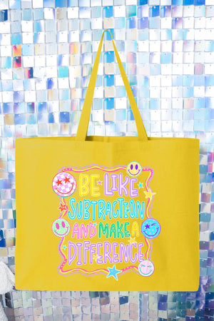 Playful Be Like Subtraction Canvas Jumbo Tote