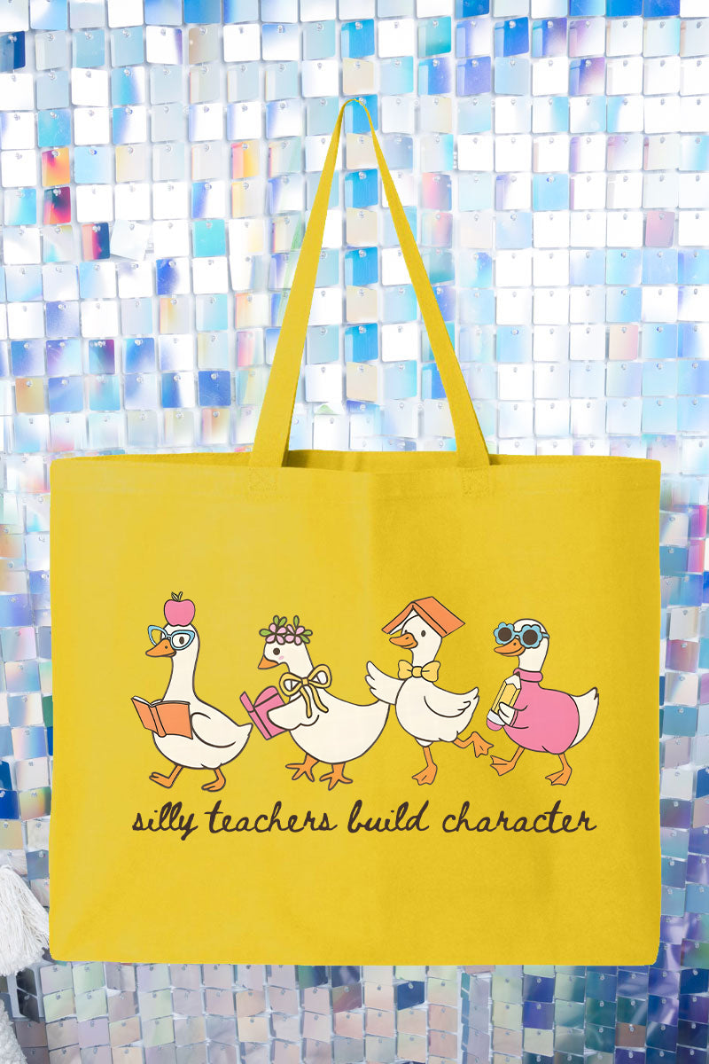 Silly Teachers Goose Parade Canvas Jumbo Tote
